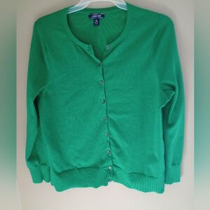 Land's End Green Button Front Cardigan Size 1X (16W-18W)